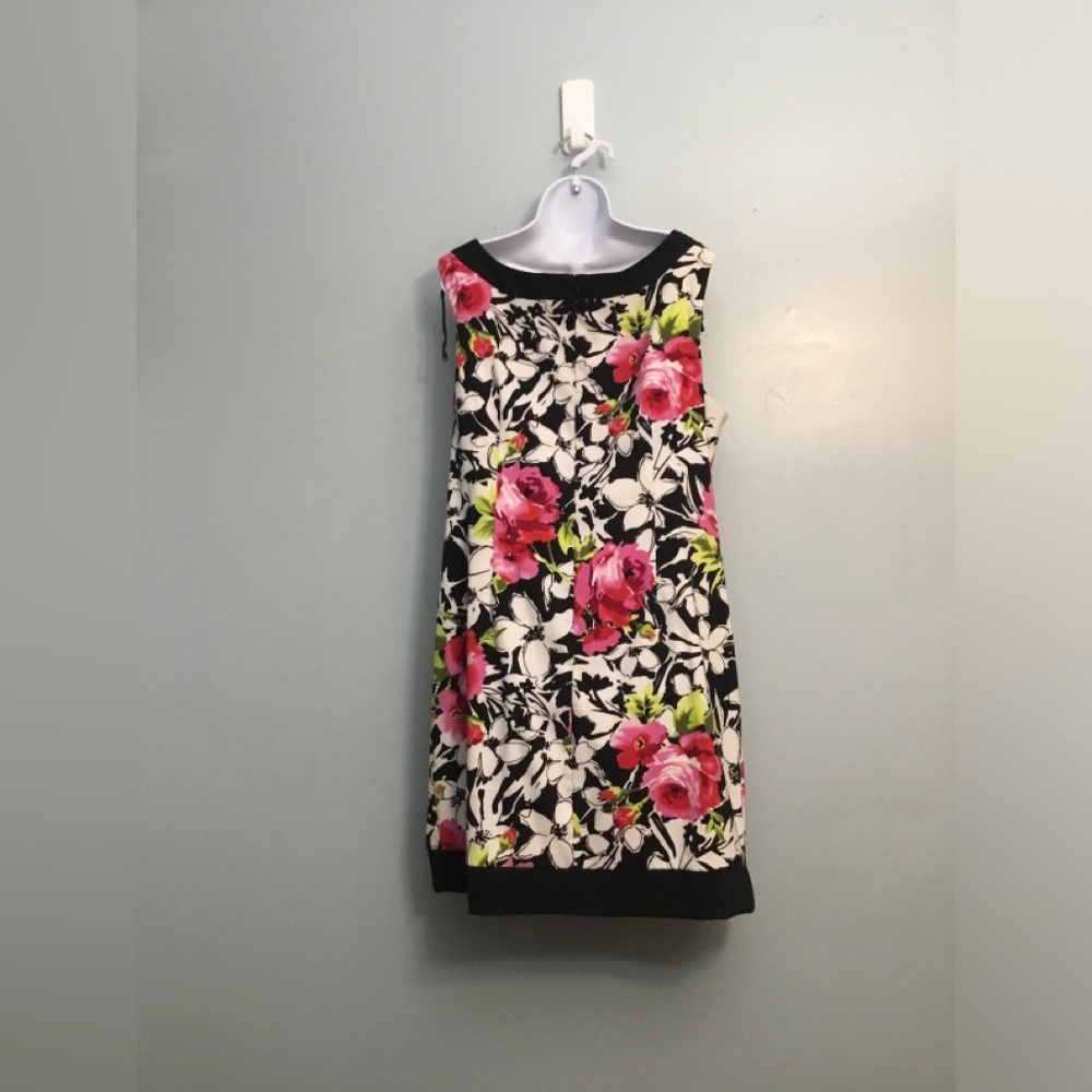 Perceptions Floral Mini Dress in Black with Pink and Green Accents - Picture 6 of 15